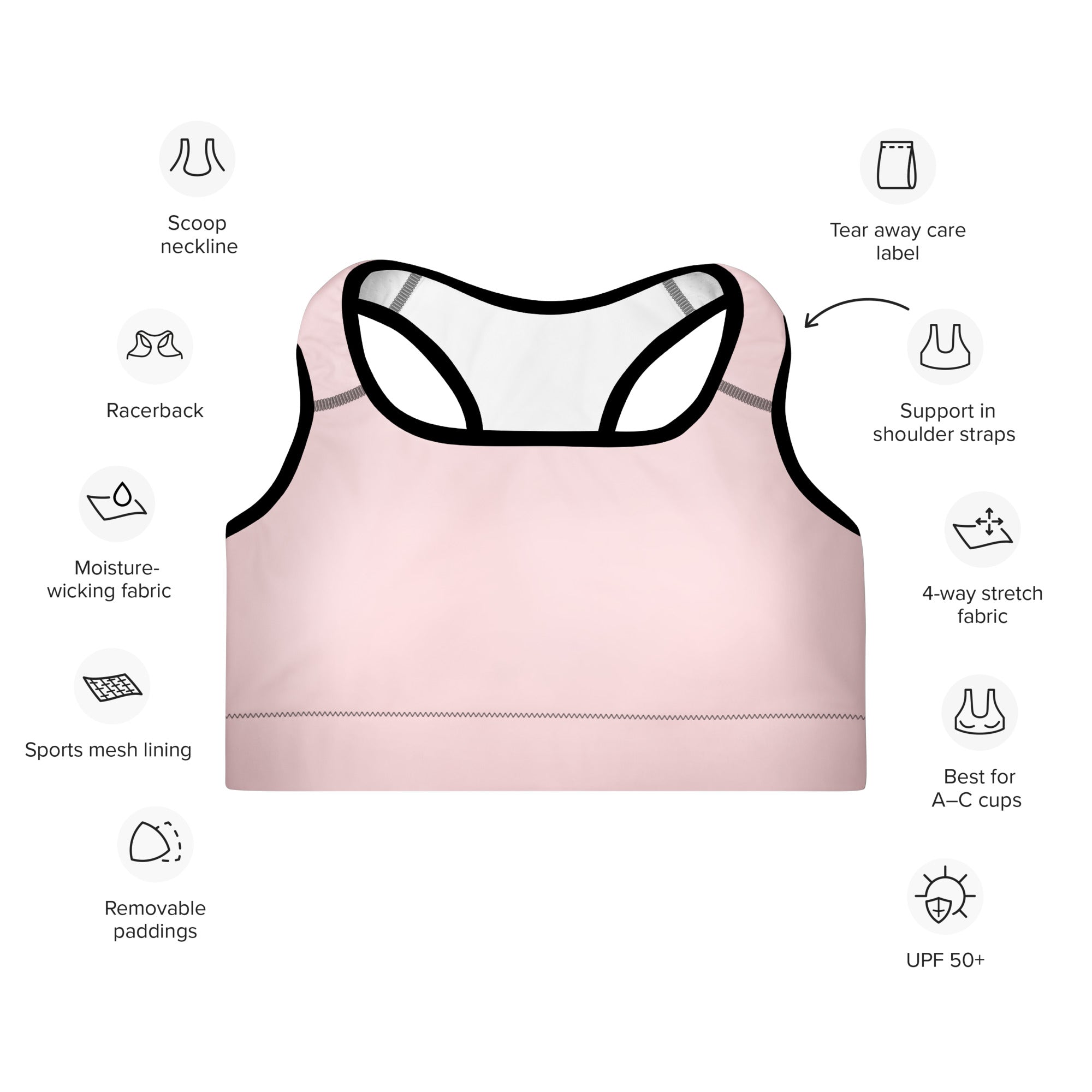 Her Daily Ritual Padded Sports Bra – Moisture - Wicking, Racerback Workout Bra with Removable Padding (A–C Cups) - Her Daily Ritual